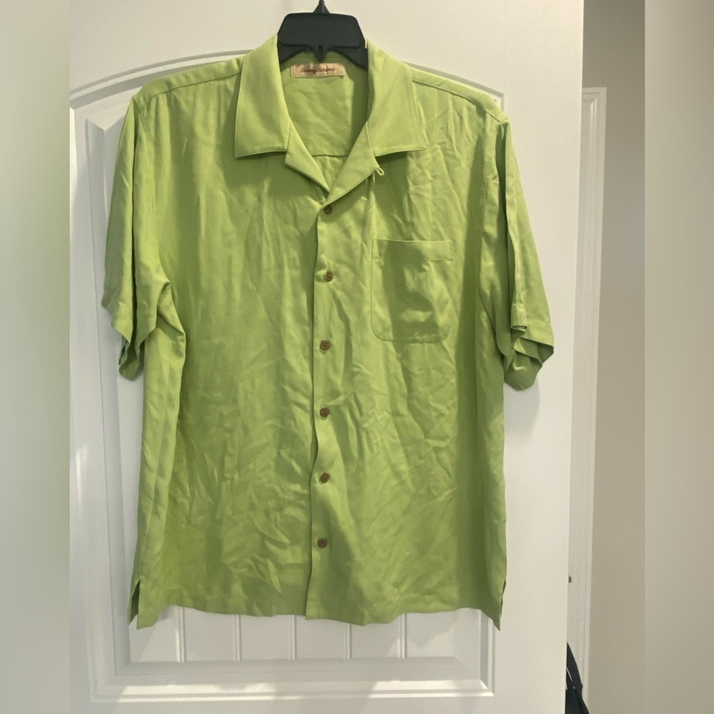 Tommy Bahama 100% Silk Shirt lime green size large